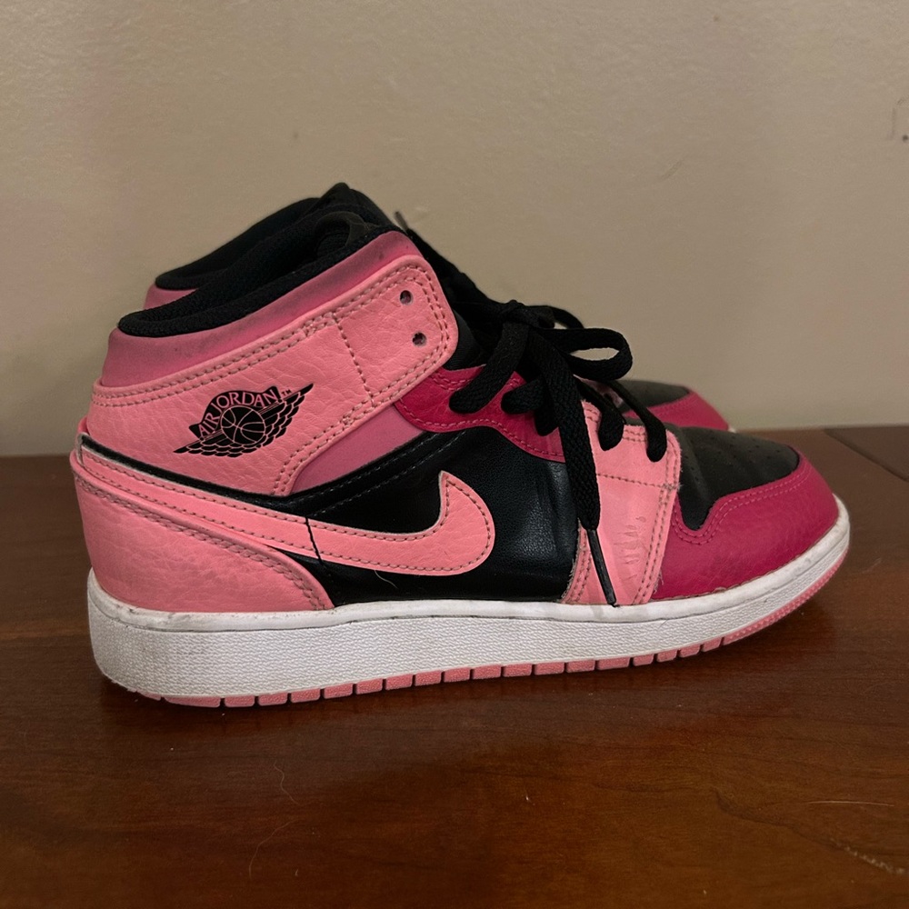 Jordan Pink and Black Sneakers with Patent Leather